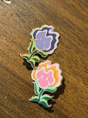 Colorful Floral Enamel Pin Set - Flowers from Disney’s Alice in Wonderland